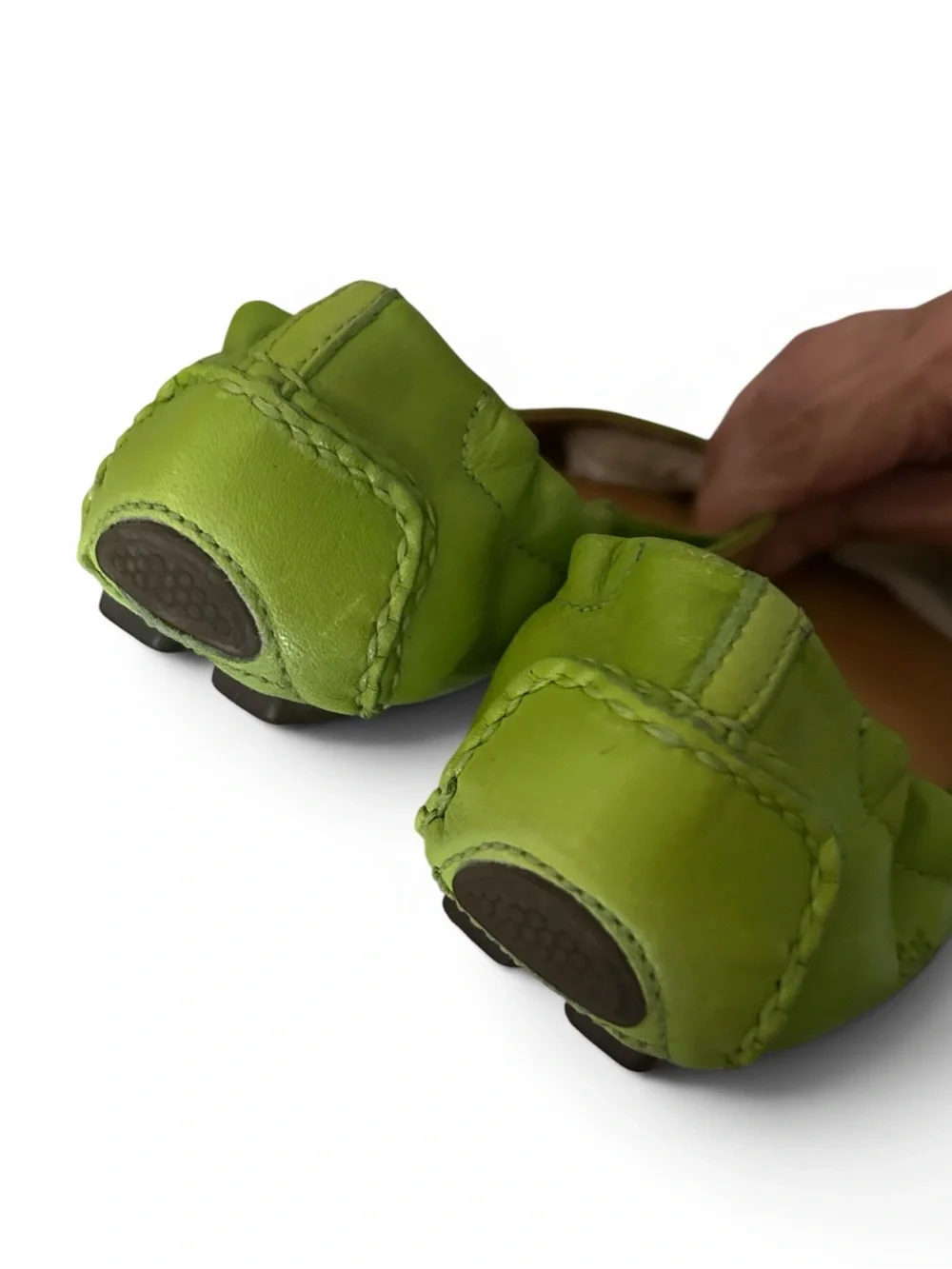 Peter Millar Dana Leather Ballet Flats Snake Embossed Cap toe Lime Green Size 6M